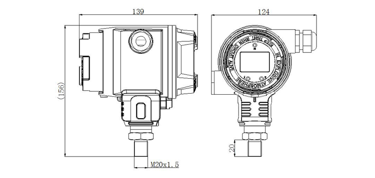 擴散硅變送器產品外形尺寸